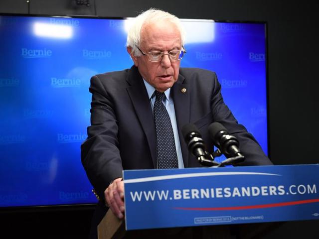 Democratic US presidential candidate Bernie Sanders prepares to speak for a video to supporters at Polaris Mediaworks in Burlington on Thursday. (Reuters) Democratic US presidential candidate Bernie Sanders prepares to speak for a video to supporters at Polaris Mediaworks in Burlington on Thursday. (Reuters)