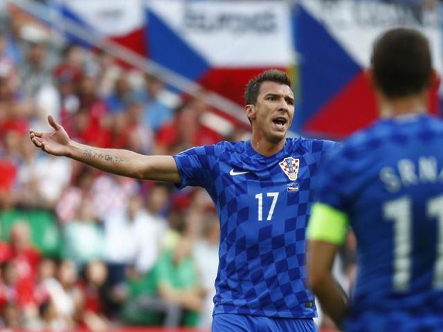 Croatia's Mario Mandzukic reacts during their Euro 2016 football match against Czech Republic at Stade Geoffroy-Guichard, Saint-Étienne, France. (Reuters Photo)