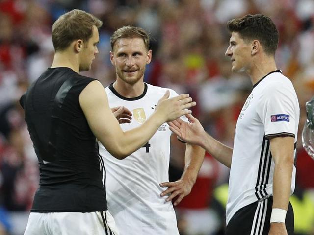 Germany head coach Joachim Loew shakes hands with his Poland counterpart Adam Nawalka after the match. (REUTERS) Germany head coach Joachim Loew shakes hands with his Poland counterpart Adam Nawalka after the match. (REUTERS)