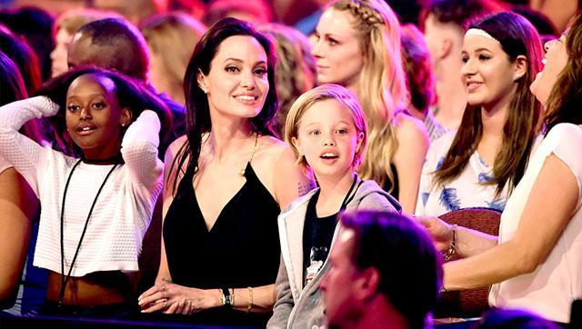 Angelina Jolie with her kids Zahara and Shiloh.