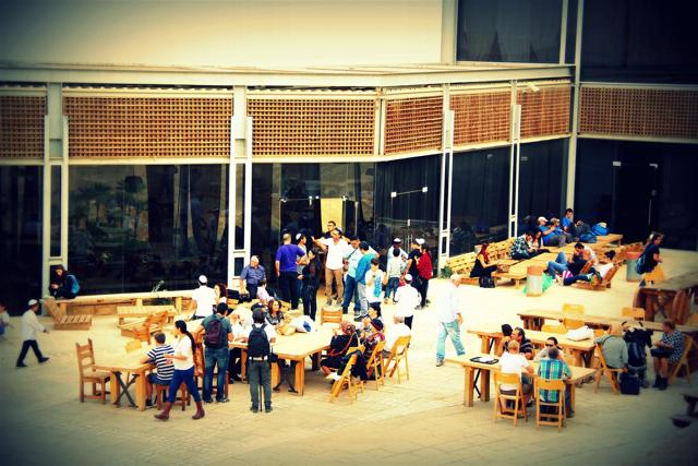 A cafeteria inside the Masada fort, a UNESCO heritage site, popular with Asian, European and Russian tourists