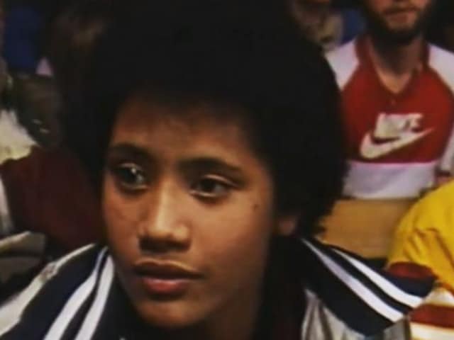 Here’s Dwayne Johnson at age 11, making his first TV appearance at a WWF event. (Instagram) 