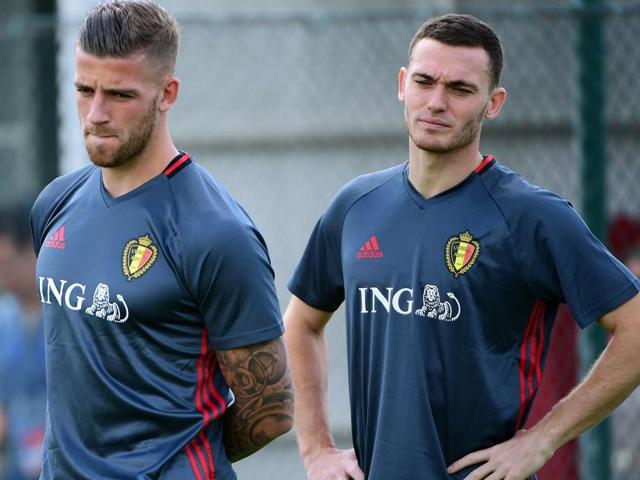 Belgium's defenders Thomas Vermaelen (R) and Toby Alderweireld attend a training session. (AFP Photo) Belgium's defenders Thomas Vermaelen (R) and Toby Alderweireld attend a training session. (AFP Photo)