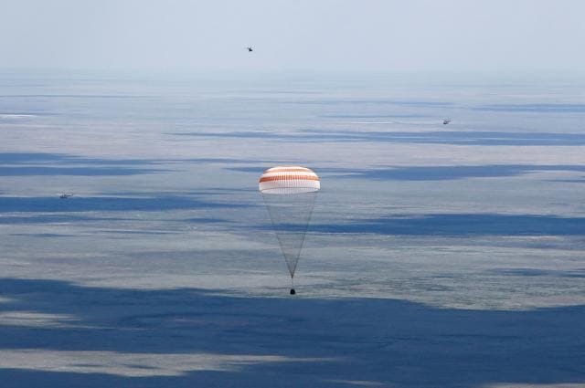The Soyuz TMA-19M spacecraft capsule carrying ISS crew members.  (REUTERS)