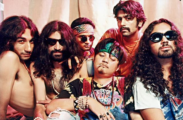 (Left to right) Chintan, Subir , Dilip, Sonam, Nitin and Vipin in a 1996 picture of the band (Sohail Akber)
