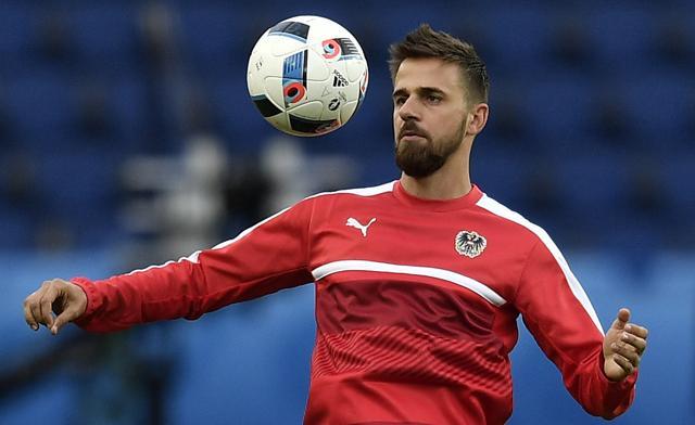 Austria's Martin Harnik exercises during a training session at the Parc des Princes in Paris, France. (AP) Austria's Martin Harnik exercises during a training session at the Parc des Princes in Paris, France. (AP)