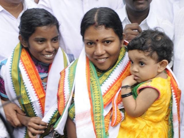 The two Dalit girls who were arrested coming out of the Kannur central jail after their release. Anjana (left) tried to commit suicide after the incident. (K Sasi) The two Dalit girls who were arrested coming out of the Kannur central jail after their release. Anjana (left) tried to commit suicide after the incident. (K Sasi)