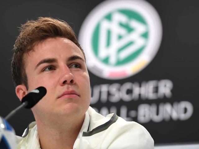 Germany's forward Mario Goetze is pictured as he addresses a press conference at their training grounds in Evian-les-Bains, eastern France. (AFP Photo) Germany's forward Mario Goetze is pictured as he addresses a press conference at their training grounds in Evian-les-Bains, eastern France. (AFP Photo)