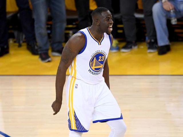 Draymond Green celebrates after a three-pointer. (AFP) Draymond Green celebrates after a three-pointer. (AFP)