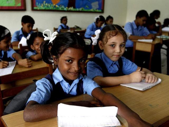 The RTE stipulates benchmarks such as a play ground, a minimum teacher-pupil ratio and number of classrooms for according recognition — and thereby government funds — to any private school.(HT File Photo) The RTE stipulates benchmarks such as a play ground, a minimum teacher-pupil ratio and number of classrooms for according recognition — and thereby government funds — to any private school.(HT File Photo)
