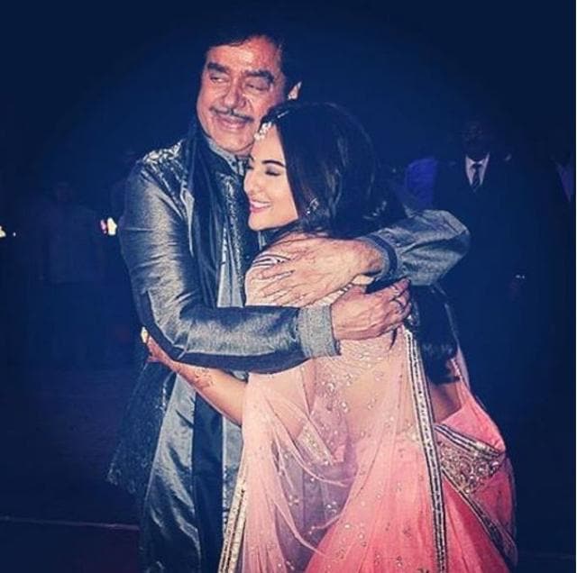 Sonakshi and Shatrughan Sinha and a warm hug. (Instagram)
