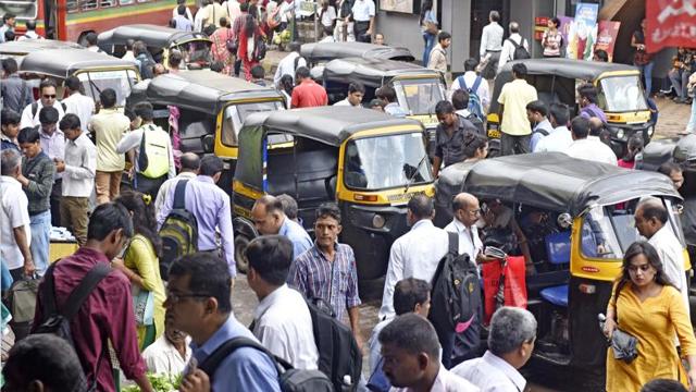 Autorickshaw drivers refused fare outside Andheri station, frustrating commuters even further.    (Vidya Subramanian) 