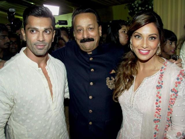 Actor-couple Karan Singh Grover and Bipasha Basu with Siddique. (PTI)