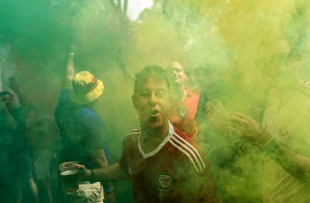Wales' supporters cheer downtown Toulouse, southern France, on June 20, 2016 before the Euro 2016 football match of Russia vs Wales. (AFP) Wales' supporters cheer downtown Toulouse, southern France, on June 20, 2016 before the Euro 2016 football match of Russia vs Wales. (AFP)