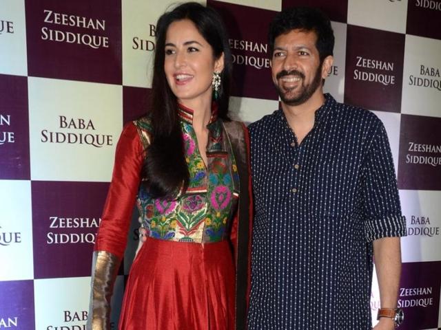 Actress Katrina Kaif and filmmaker Kabir Khan pose for photographers at the party. (IANS)