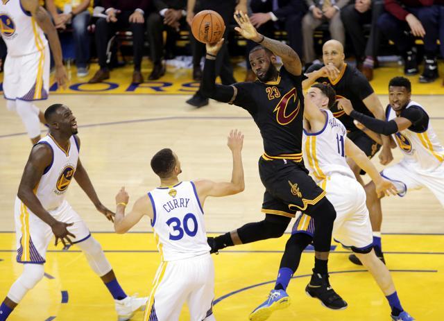 Detail view of the shoes worn by Cleveland Cavaliers forward LeBron James  (23) during the second quarter in a NBA basketball game on Christmas  against the Golden State Warriors at Oracle Arena.