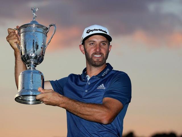 Dustin Johnson with partner Paulina Gretzky and son Tatum after winning the US Open. (AFP Photo) Dustin Johnson with partner Paulina Gretzky and son Tatum after winning the US Open. (AFP Photo)