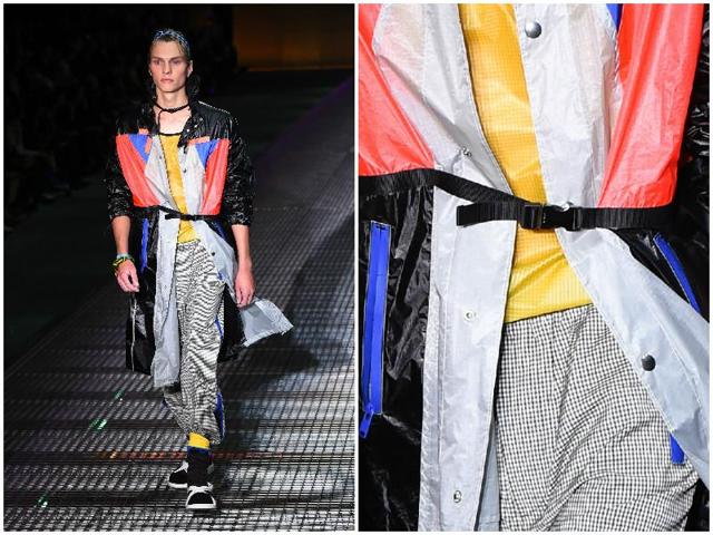 Prada embraced athleisure with an eye-poppingly bright display of neons. (AFP) Prada embraced athleisure with an eye-poppingly bright display of neons. (AFP)
