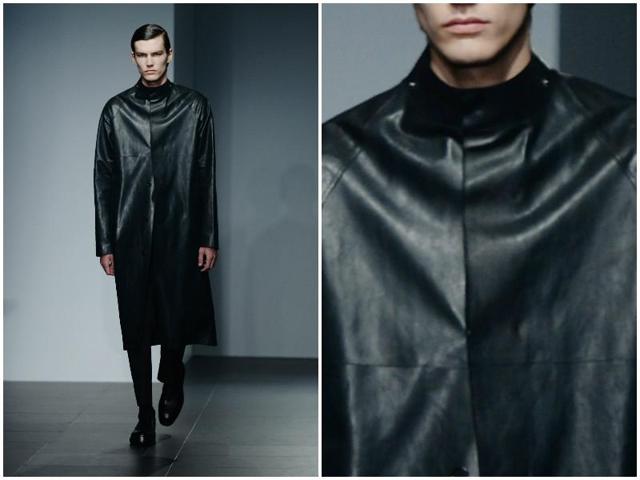 Jil Sander opts for a streamlined utilitarian aesthetic in monochromatic black. (AFP) Jil Sander opts for a streamlined utilitarian aesthetic in monochromatic black. (AFP)