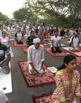 At Sukhna Lake on Yoga Day 2016. (Hillary Victor/HT Photo) At Sukhna Lake on Yoga Day 2016. (Hillary Victor/HT Photo)