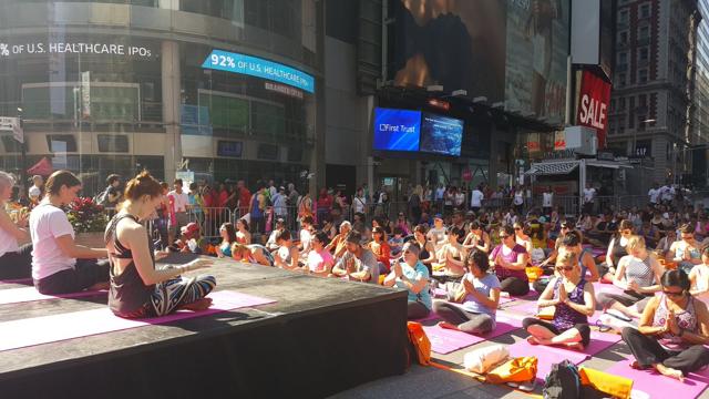 Yoga Day being celebrated at Times Square in New York. Yoga Day being celebrated at Times Square in New York.