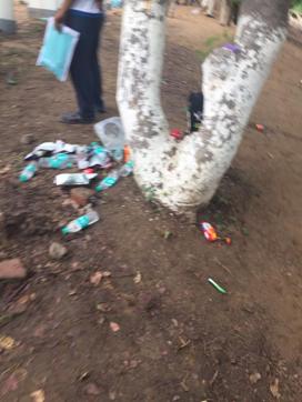 The empty water bottles left behind by the yoga enthusiasts outside one of the venues in Chandigarh on Tuesday. (HT Photo) The empty water bottles left behind by the yoga enthusiasts outside one of the venues in Chandigarh on Tuesday. (HT Photo)