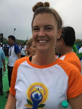 A woman from Australia, who identified herself only as Jass, said she is herself a yoga trainer. (Monica Sharma/HT Photo)