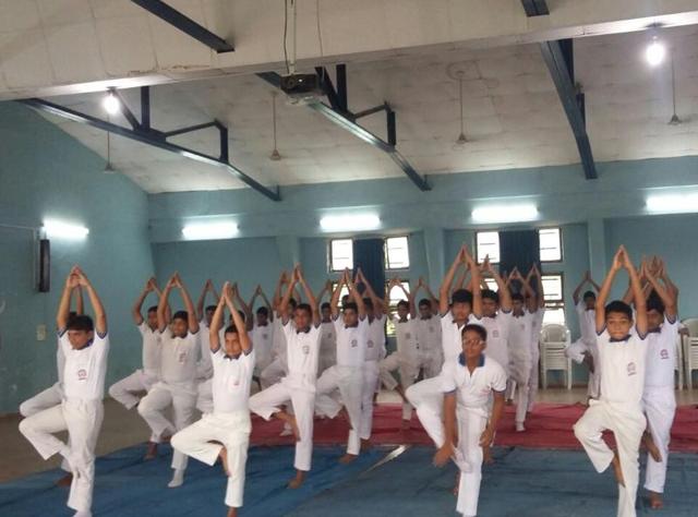 NCC cadets from Hansraj Morarji Public School in Andheri during an early morning yoga session on Tuesday. NCC cadets from Hansraj Morarji Public School in Andheri during an early morning yoga session on Tuesday.