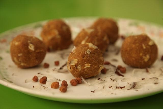 Sprouts Ladoos available at the Holistic Food Centre, Faculty of Arts. (Manoj Verma/ Hindustan Times)