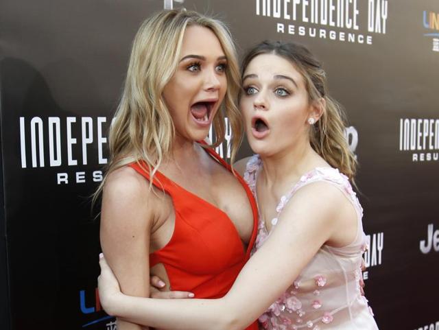 Actress Hunter King (L) and Joey King arrive at the premiere of the film Independence Day: Resurgence in Hollywood. (REUTERS)