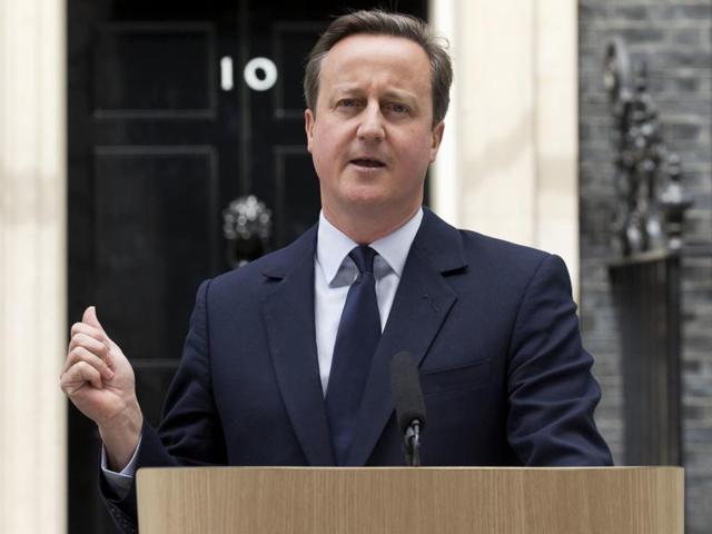 British Prime Minister David Cameron makes a statement appealing for people to vote to remain in the European Union outside 10 Downing Street in London on Tuesday.(AP)