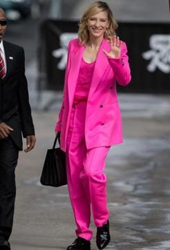 Pantsuits in solid colours are in vogue. (Getty Images) Pantsuits in solid colours are in vogue. (Getty Images)