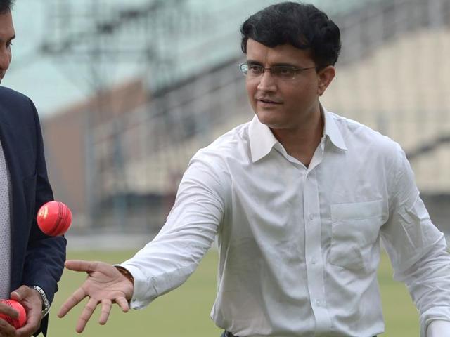 Former Indian cricket captain and current president of the Cricket Association of Bengal (CAB) Sourav Ganguly (right) and former Indian batsman VVS Laxman play with a pink cricket ball during an event at the Eden Gardens ground in Kolkata. (AFP File Photo) Former Indian cricket captain and current president of the Cricket Association of Bengal (CAB) Sourav Ganguly (right) and former Indian batsman VVS Laxman play with a pink cricket ball during an event at the Eden Gardens ground in Kolkata. (AFP File Photo)