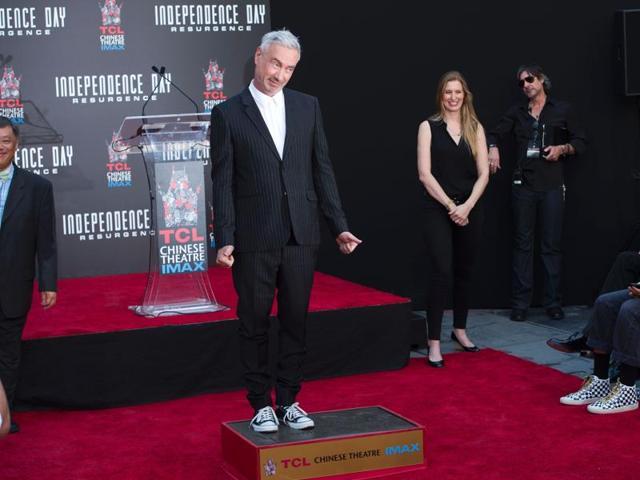 Director Roland Emmerich attends the hand and footprint ceremony for 20th Century Fox's Independence Day: Resurgence. (AFP)