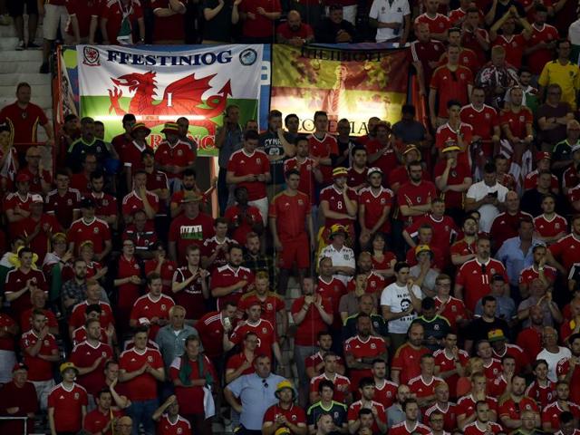 Wales fans look on during the Euro 2016 group B football match between Russia and Wales at the Stadium Municipal in Toulouse. (AFP Photo)