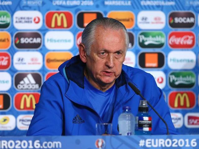 Ukraine's coach Mikhail Fomenko addresses a press conference at Stade Velodrome in Marseille, southern France. (AFP Photo) Ukraine's coach Mikhail Fomenko addresses a press conference at Stade Velodrome in Marseille, southern France. (AFP Photo)