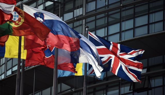 The British Union Jack flag (R) flies amongst European Union member countries' national flags in front of the European Parliament on June 9, 2016 in Strasbourg, eastern France. (AFP) The British Union Jack flag (R) flies amongst European Union member countries' national flags in front of the European Parliament on June 9, 2016 in Strasbourg, eastern France. (AFP)
