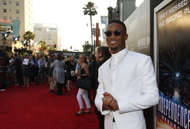 Actor Jessie Usher arrives at the premiere of the film Independence Day: Resurgence. He plays Will Smith’s son in the film. (REUTERS)