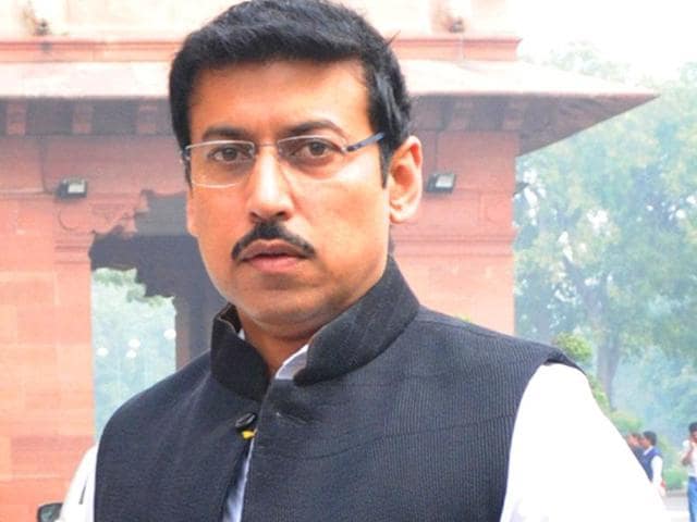 Minister of state for information and broadcasting Rajyavardhan Singh Rathore.(HT File Photo)