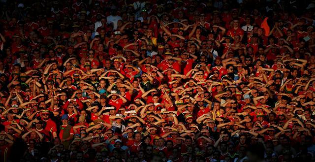 Wales' fans during the Group B football match against Russia. (Reuters Photo) Wales' fans during the Group B football match against Russia. (Reuters Photo)