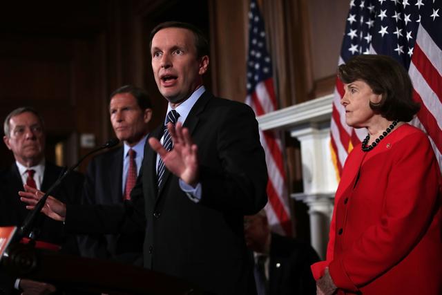 US Senators participate in a news conference on gun control at the Capitol in Washington, DC on Monday. (AFP) US Senators participate in a news conference on gun control at the Capitol in Washington, DC on Monday. (AFP)