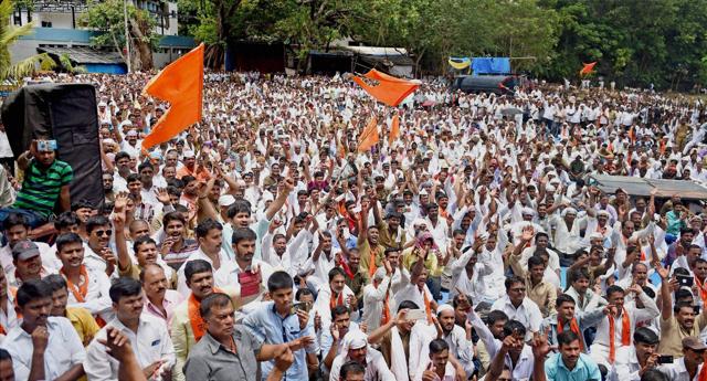 Taxi drivers from Jai Bhagwan Mahasangh during a rally at Azad Maidan. (PTI) Taxi drivers from Jai Bhagwan Mahasangh during a rally at Azad Maidan. (PTI)