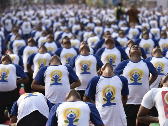 The first International Yoga Day was observed across the world on June 21 last year . (Raj K Raj/HT Photo) The first International Yoga Day was observed across the world on June 21 last year . (Raj K Raj/HT Photo)