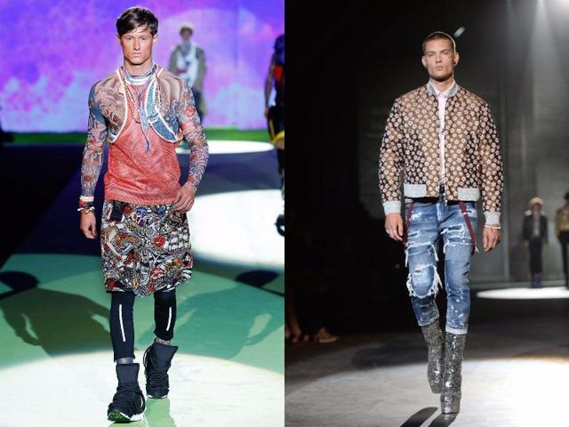 Dsquared2: Dsquared2’s collection saw androgynous glitz meet quiet rebel, channelling the glam rock star and street culture vibes of London. (AFP) Dsquared2: Dsquared2’s collection saw androgynous glitz meet quiet rebel, channelling the glam rock star and street culture vibes of London. (AFP)