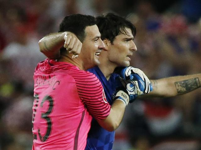 Croatia's Danijel Subasic celebrates their second goal. (Reuters Photo) Croatia's Danijel Subasic celebrates their second goal. (Reuters Photo)