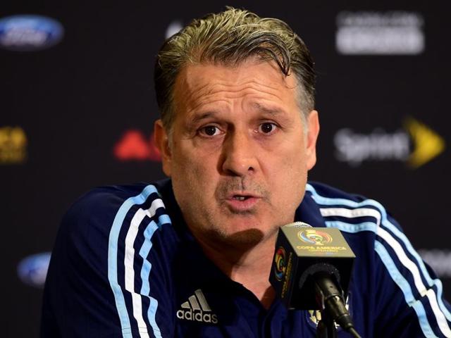 Argentina coach Gerardo Martino reacts during a press conference on in Houston, Texas. (AFP Photo) Argentina coach Gerardo Martino reacts during a press conference on in Houston, Texas. (AFP Photo)