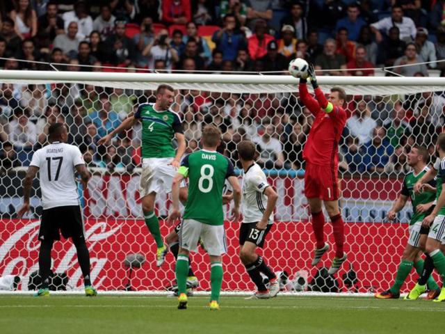 Germany's goalkeeper Manuel Neuer makes a save. (AFP)