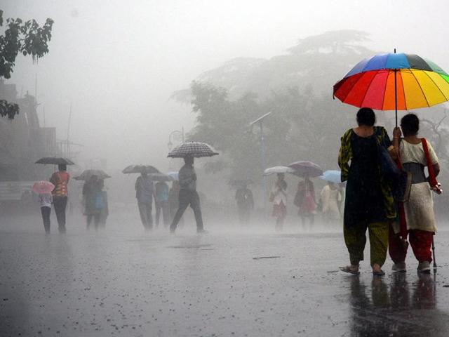 Pouring at The Ridge in Shimla on Wednesday. (Deepak Sansta/HT)