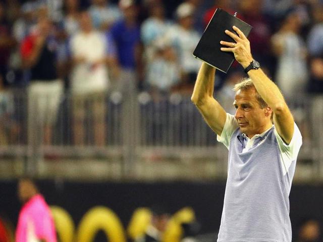 US' Jurgen Klinsmann is pictured during the Copa America Centenario semifinal football match against Argentina in Houston, Texas. (AFP Photo) US' Jurgen Klinsmann is pictured during the Copa America Centenario semifinal football match against Argentina in Houston, Texas. (AFP Photo)