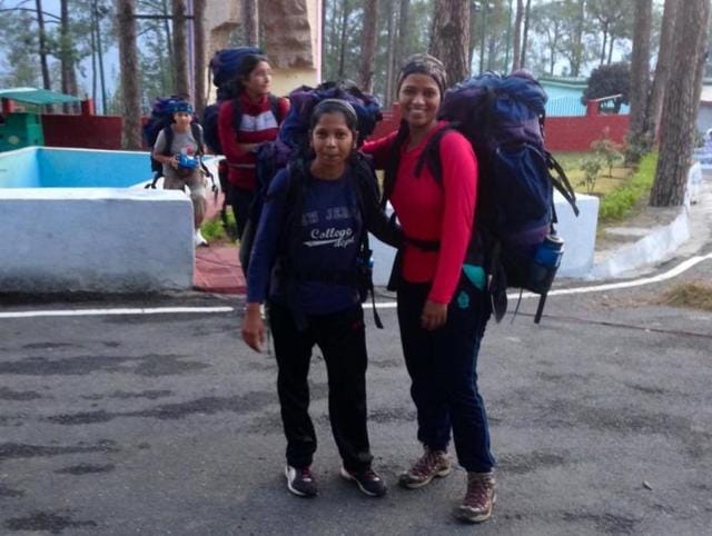Mountaineer Jaishri Dumbre (right) fell into a crevice and was saved by her team’s timely intervention. (Facebook) Mountaineer Jaishri Dumbre (right) fell into a crevice and was saved by her team’s timely intervention. (Facebook)